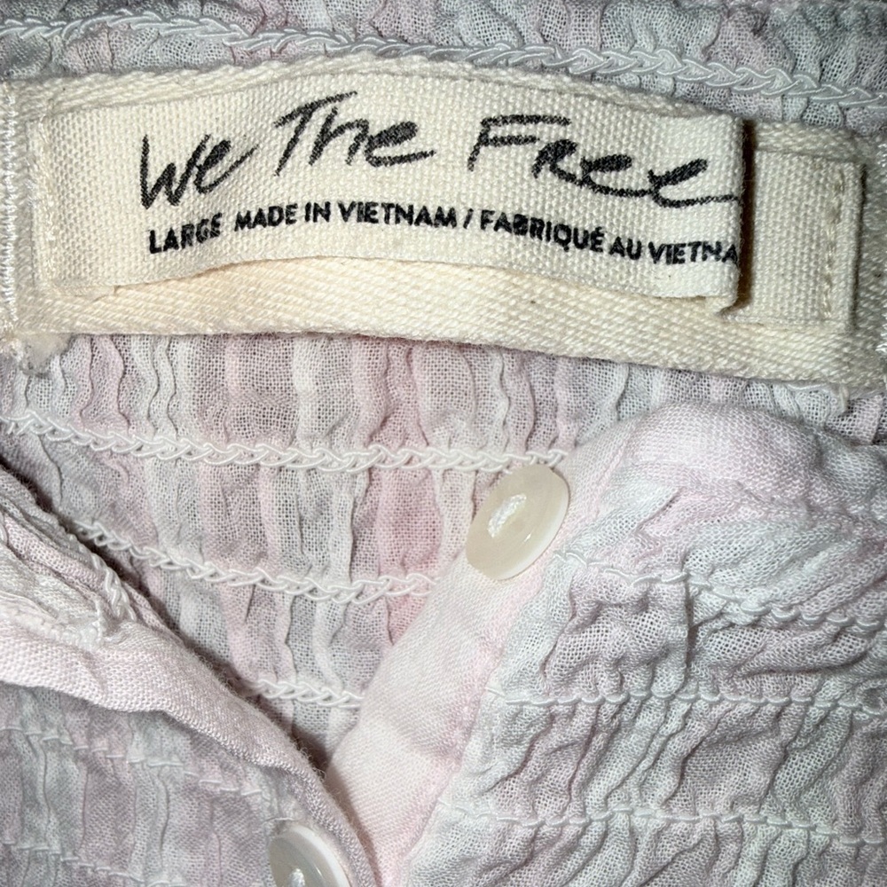 Pristine Free People Little Bit Of Something Ombré Pink Combo Blouse Size: L - Picture 8 of 10